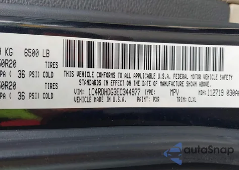 2014 Dodge Durango Limited z USA, uszkodzony, nr VIN 1C4RDHDG3EC344977